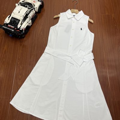 High Quality Ralph Lauren Dress White Cotton Solid Collection
