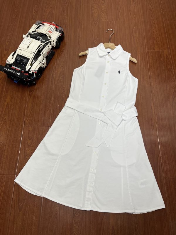 High Quality Ralph Lauren Dress White Cotton Solid Collection