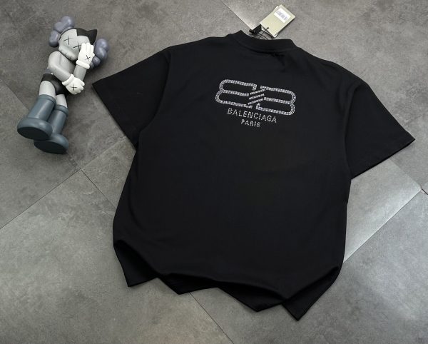 Best Selling Balenciaga Short Sleeves Black Rhinestone Collection