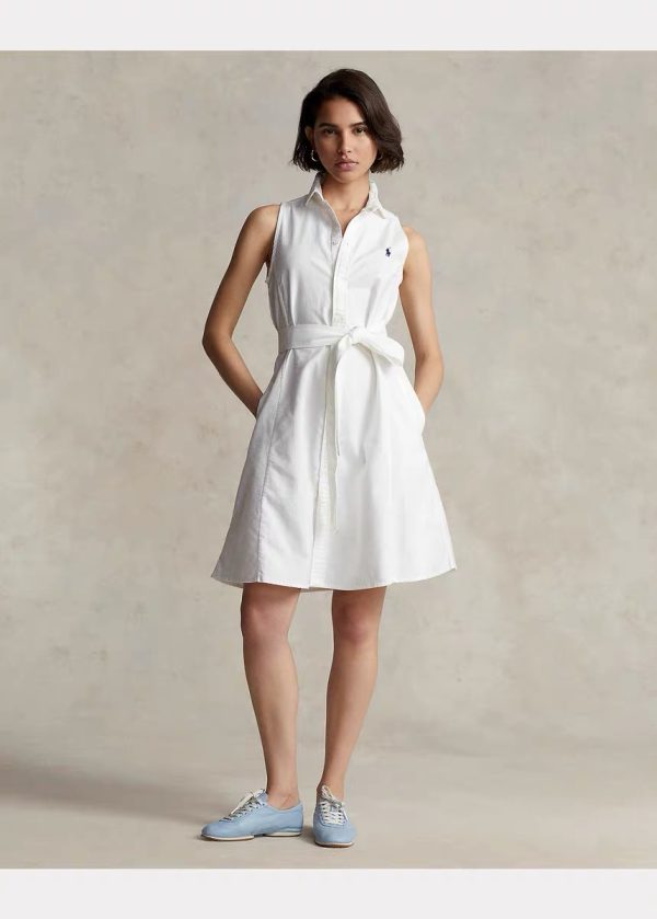 Luxury Ralph Lauren Dress White Cotton Solid Collection