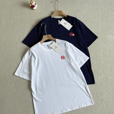Luxury Lululemon Short Sleeves Blue Cotton Print Luxury