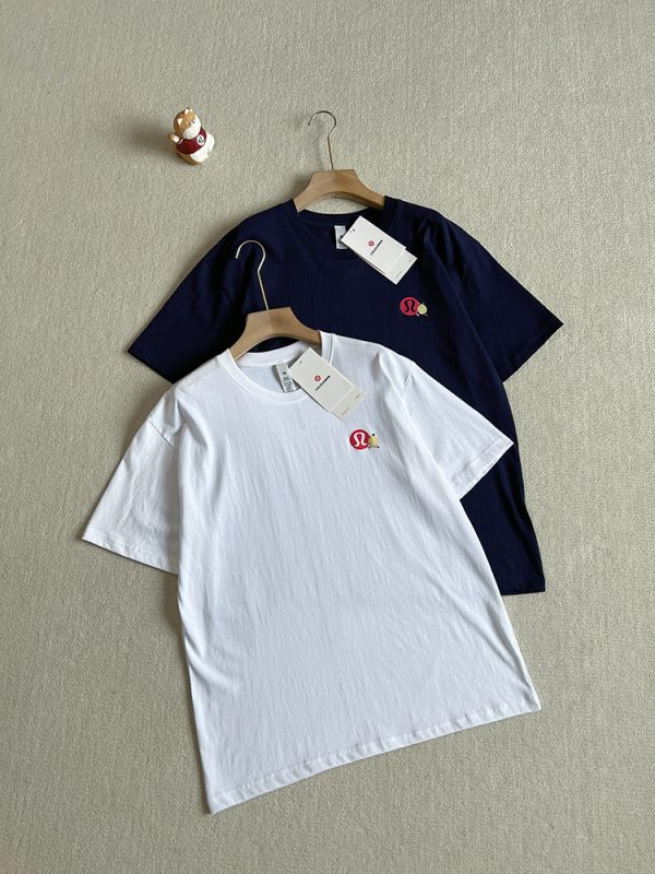 Luxury Lululemon Short Sleeves Blue Cotton Print Luxury