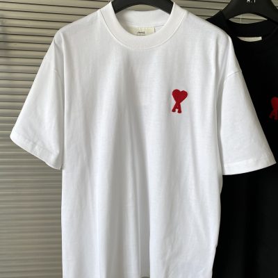 Premium Quality Ami Short Sleeves White Cotton Classic Luxury