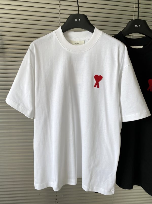 Premium Quality Ami Short Sleeves White Cotton Classic Luxury