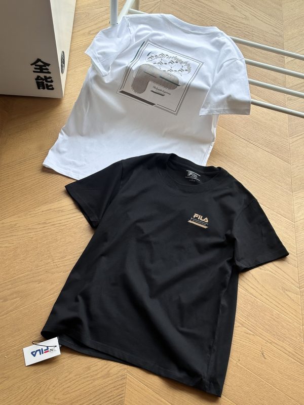 Premium Fila Short Sleeves Black Cotton Print Luxury