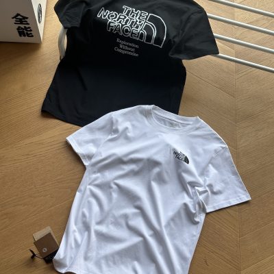 Premium Quality The North Face Short Sleeves Black Cotton Print Luxury