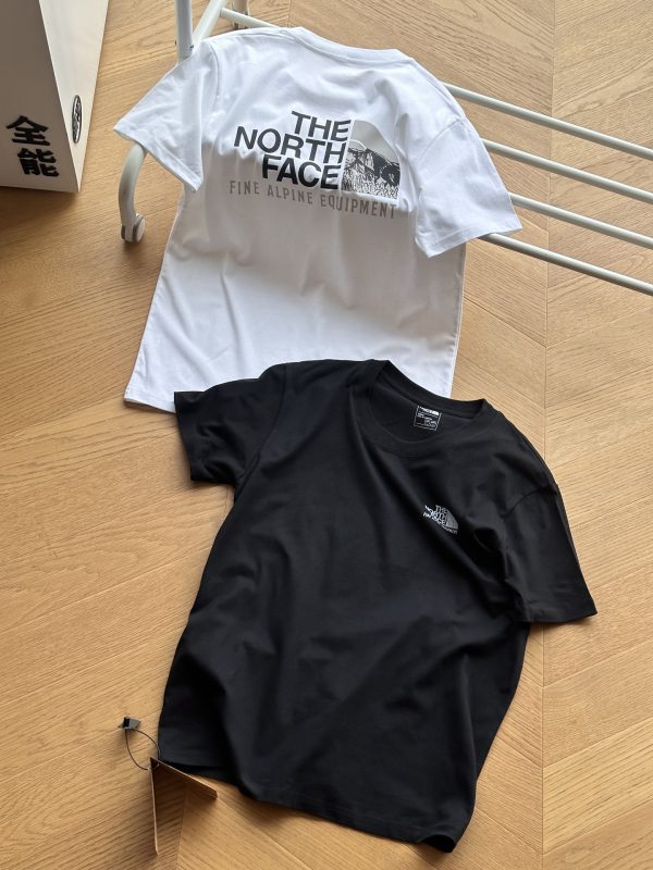 High Quality The North Face Short Sleeves Black Cotton Print Style