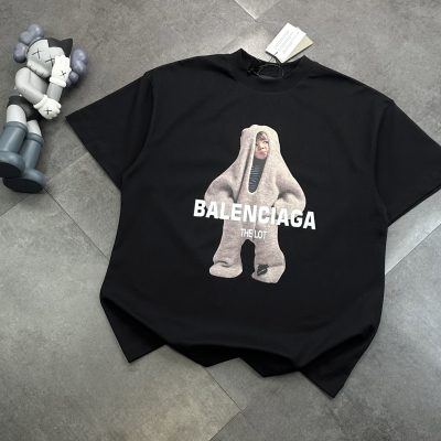 High Quality Balenciaga Short Sleeves Black Washed Collection