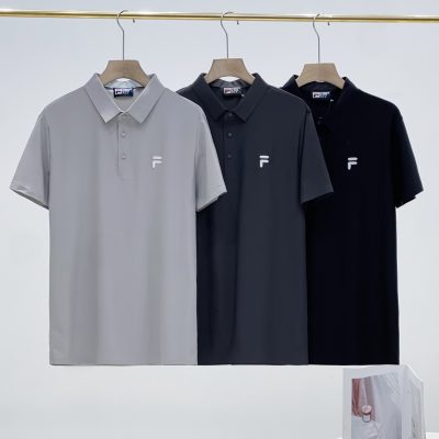Luxury Fila Short-Sleeved T-Shirts Black Silk Casual Luxury