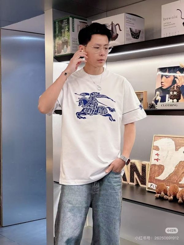 High Quality Burberry Short Sleeves Black Cotton Embroidery Collection
