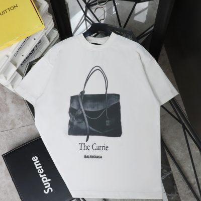 Luxury Balenciaga Short-Sleeved Shirt White Style