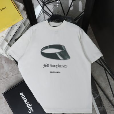 Premium Balenciaga Short Sleeves White Print Collection