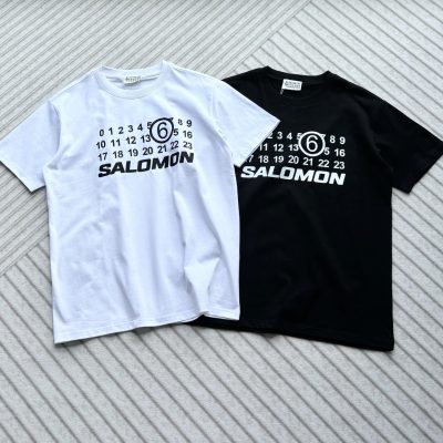 Premium Quality Salomon Short Sleeves Black Cotton Print Style