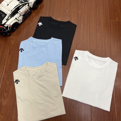 Best Selling Descente Short Sleeves Black Cotton Breathable Luxury