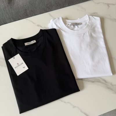 High Quality Moncler Short Sleeves Black Logo Collection
