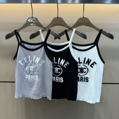 Best Selling Celine Suspenders Gray Knit Embroidered Style