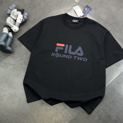 Best Selling Fila Short-Sleeved Shirt Black Logo Luxury