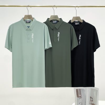 Premium Quality Fila Short-Sleeved Black Silk Breathable Style