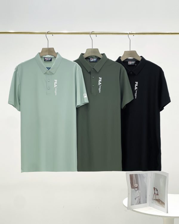 Premium Quality Fila Short-Sleeved Black Silk Breathable Style