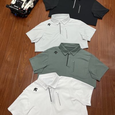 Premium Descente Short-Sleeved White Cotton Breathable Luxury