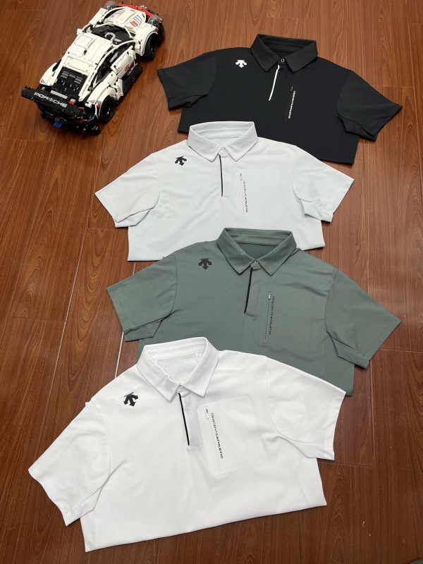 Premium Descente Short-Sleeved White Cotton Breathable Luxury
