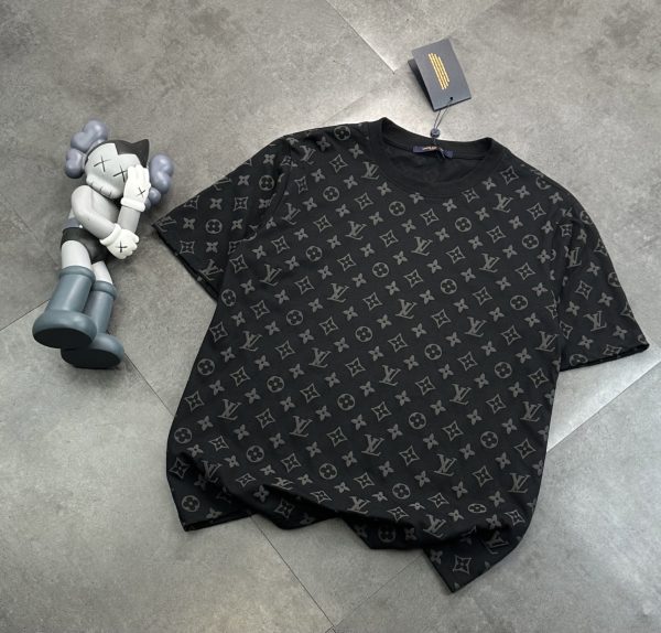 Premium Quality Louis Vuitton Short Sleeves Black Cotton Print Luxury