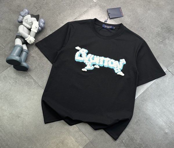 High Quality Louis Vuitton Short Sleeves Black Cotton Embroidered Collection