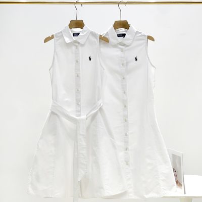 Luxury Ralph Lauren Sleeveless White Cotton Embroidered Luxury