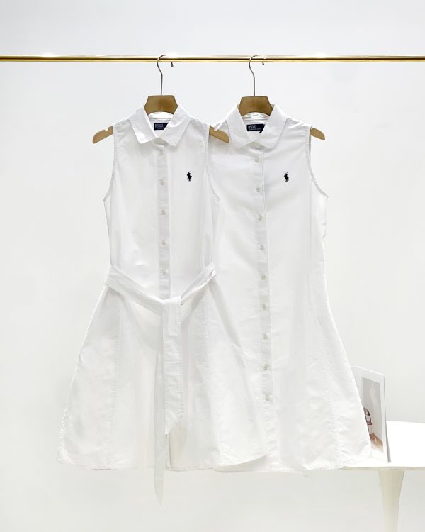 Luxury Ralph Lauren Sleeveless White Cotton Embroidered Luxury