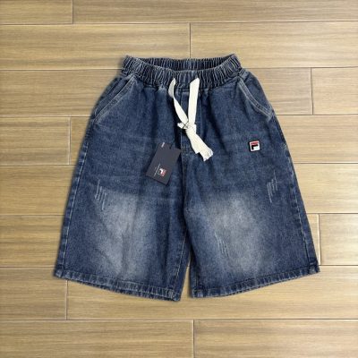 High Quality Fila Shorts Blue Denim Casual Style