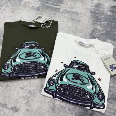Premium Burberry Short Sleeves Green Cotton Print Collection
