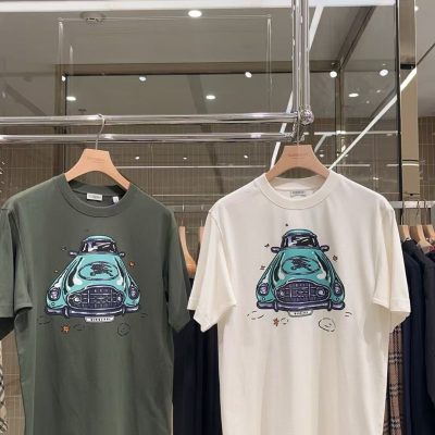 Premium Quality Burberry Short Sleeves Green Cotton Classic Style
