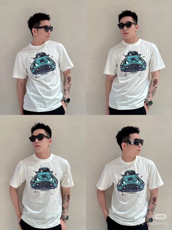 High Quality Burberry Short Sleeves Green Cotton Print Style