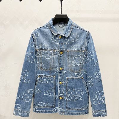 Premium Quality Louis Vuitton Jackets Blue Denim Plaid Luxury