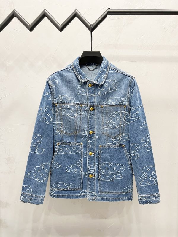 Premium Quality Louis Vuitton Jackets Blue Denim Plaid Luxury