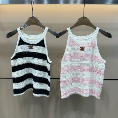 Premium Quality Celine Vest Black Leather Logo Collection