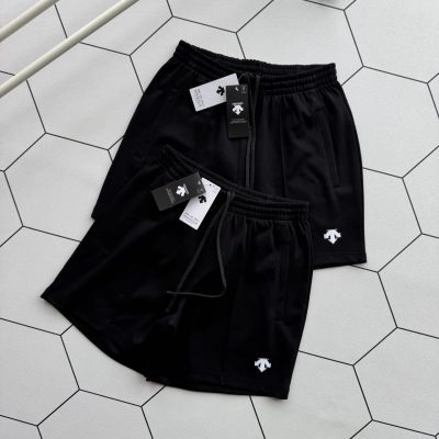 Premium Descente Shorts Black Cotton Solid Luxury