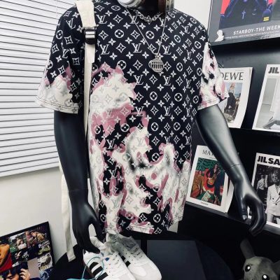 Premium Quality Louis Vuitton Short Sleeves Black Jacquard Style