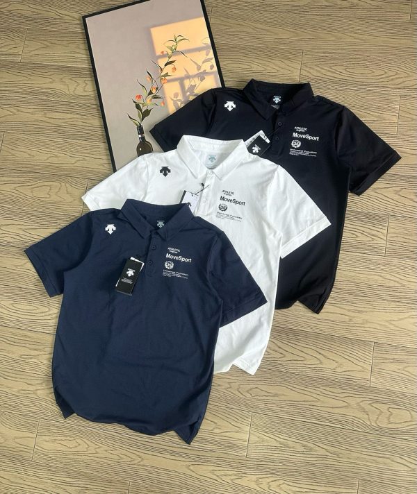 Luxury Descente Short-Sleeved T-Shirts Navy Silk Casual Luxury