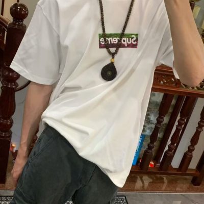 Luxury Supreme Short Sleeves White Cotton Logo Style