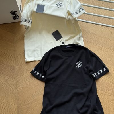 Premium Louis Vuitton Short Sleeves Black Knit Jacquard Luxury