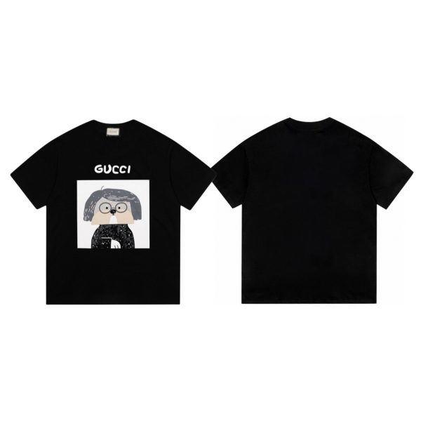 Best Selling Gucci Short-Sleeved Shirt Black Cotton Print Collection