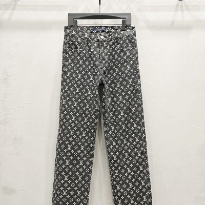 High Quality Louis Vuitton Jeans Black Leather Washed Luxury