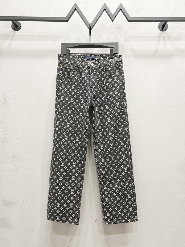 High Quality Louis Vuitton Jeans Black Leather Washed Luxury