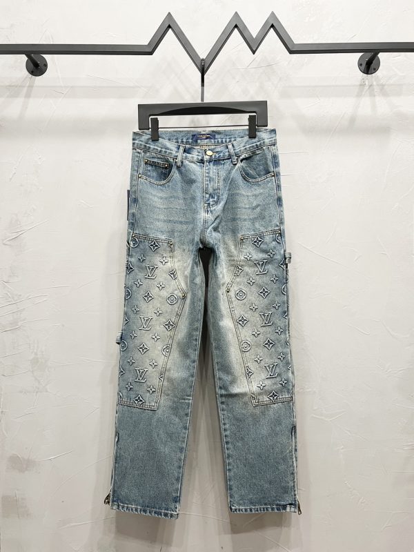 Luxury Louis Vuitton Jeans Blue Logo Luxury