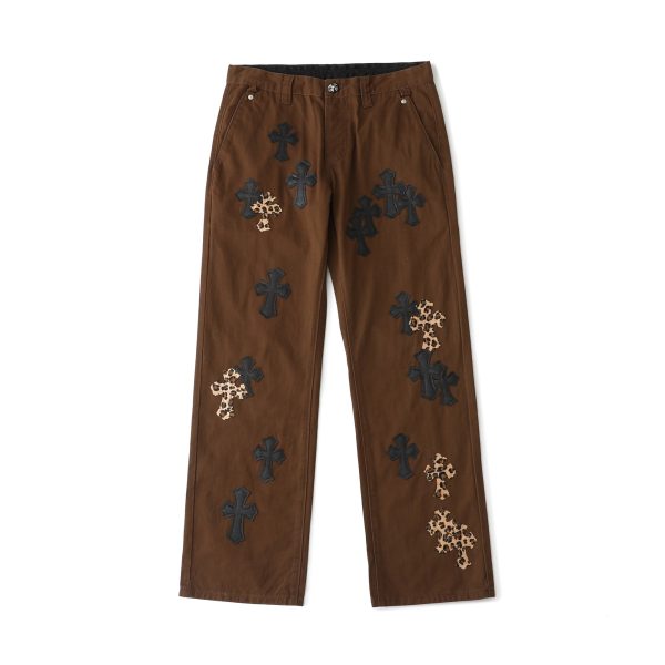 Premium Quality Chrome Hearts Jeans Brown Cotton Casual Style