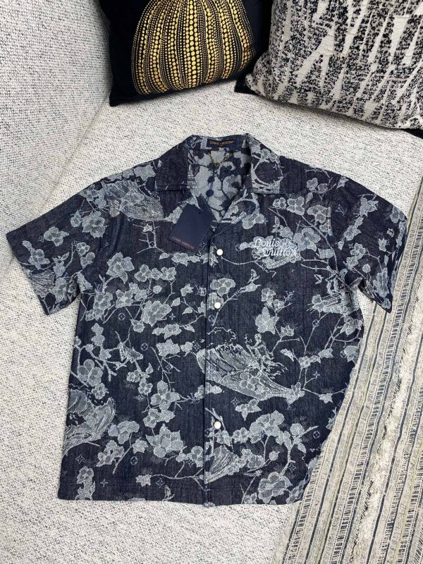 Luxury Louis Vuitton Short Sleeves Denim Jacquard Luxury