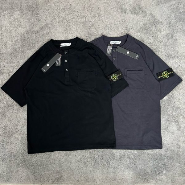Best Selling Stone Island Short Sleeves Black Cotton Classic Style