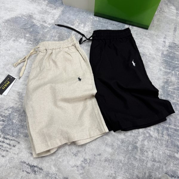 Luxury Ralph Lauren Shorts Black Linen Embroidery Luxury