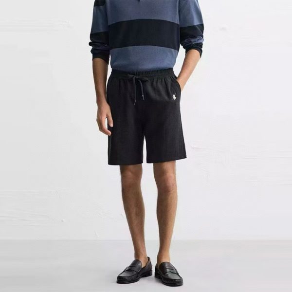 Premium Ralph Lauren Shorts Black Linen Embroidery Collection